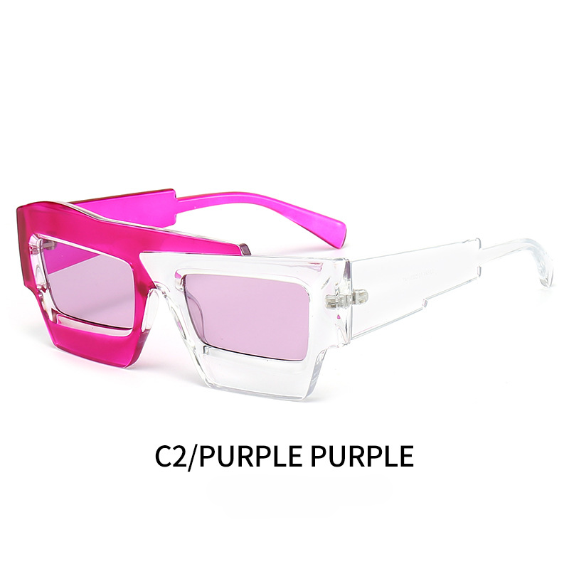 Wholesale Large Frame Irregular Thick Edge PC Sunglasses